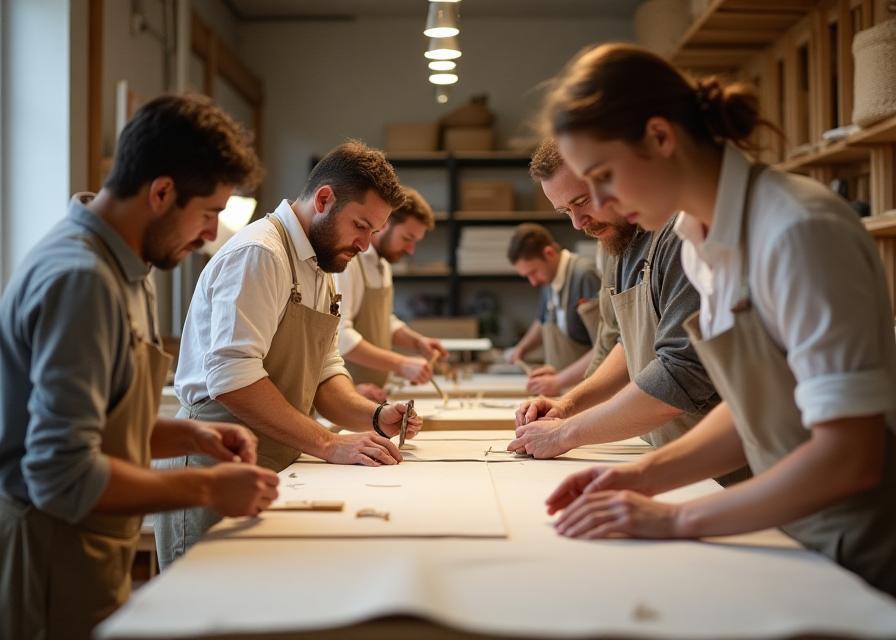L’équipe Atelier du Salon en pleine création dans l’atelier à Paris