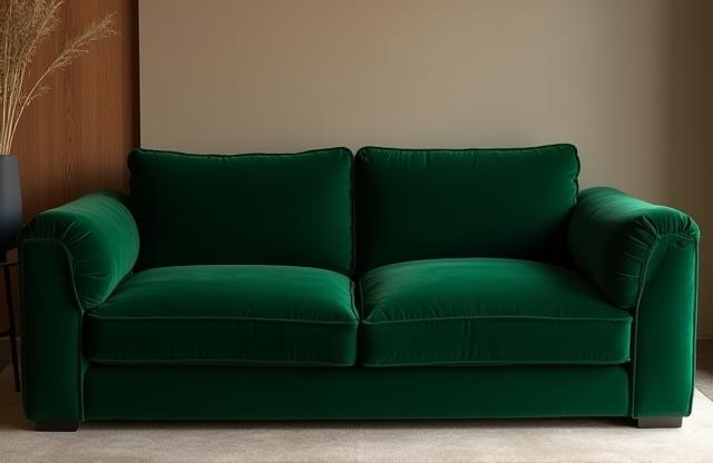 Canapé sur-mesure en velours vert